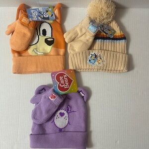 Bluey and Care Bears Kids Beanie Set
